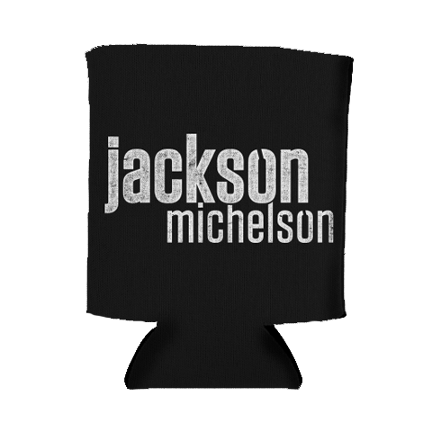 JM name logo black drink koozie front Jackson Michelson